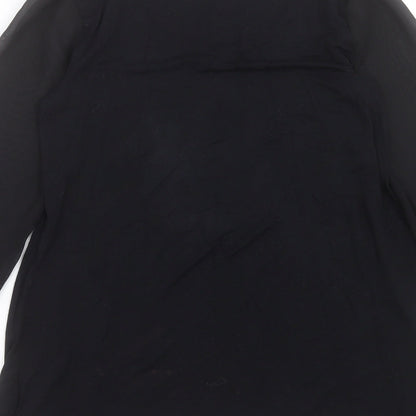 Marks & Spencer Womens Black Polyester Basic Blouse Size 10 Scoop Neck
