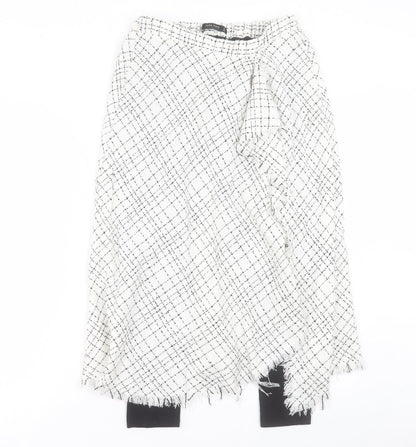 Zara Womens White Geometric Cotton Skort Size S
