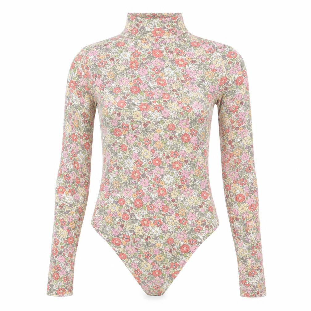 H&M Womens Multicoloured Floral Viscose Bodysuit One-Piece Size M Snap