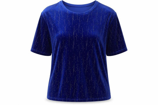 Stephan Womens Blue Polyester Basic T-Shirt Size S Round Neck