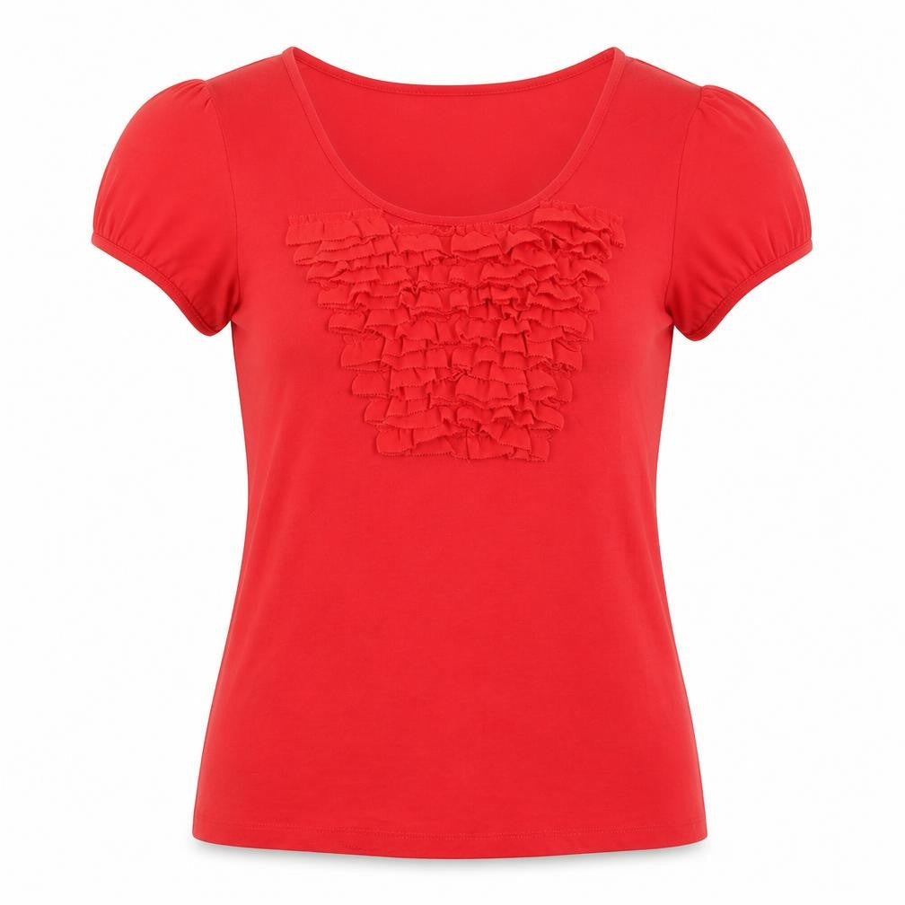 planet Womens Red Viscose Basic T-Shirt Size S Scoop Neck