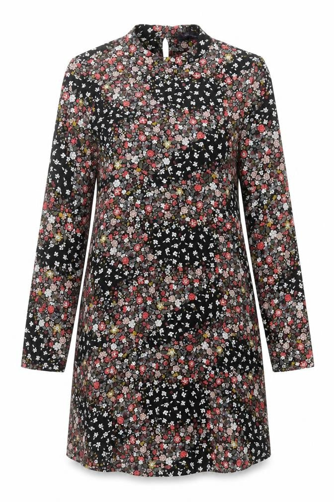 Marks & Spencer Womens Multicoloured Floral Viscose Fit & Flare Size 8 Round Neck Button