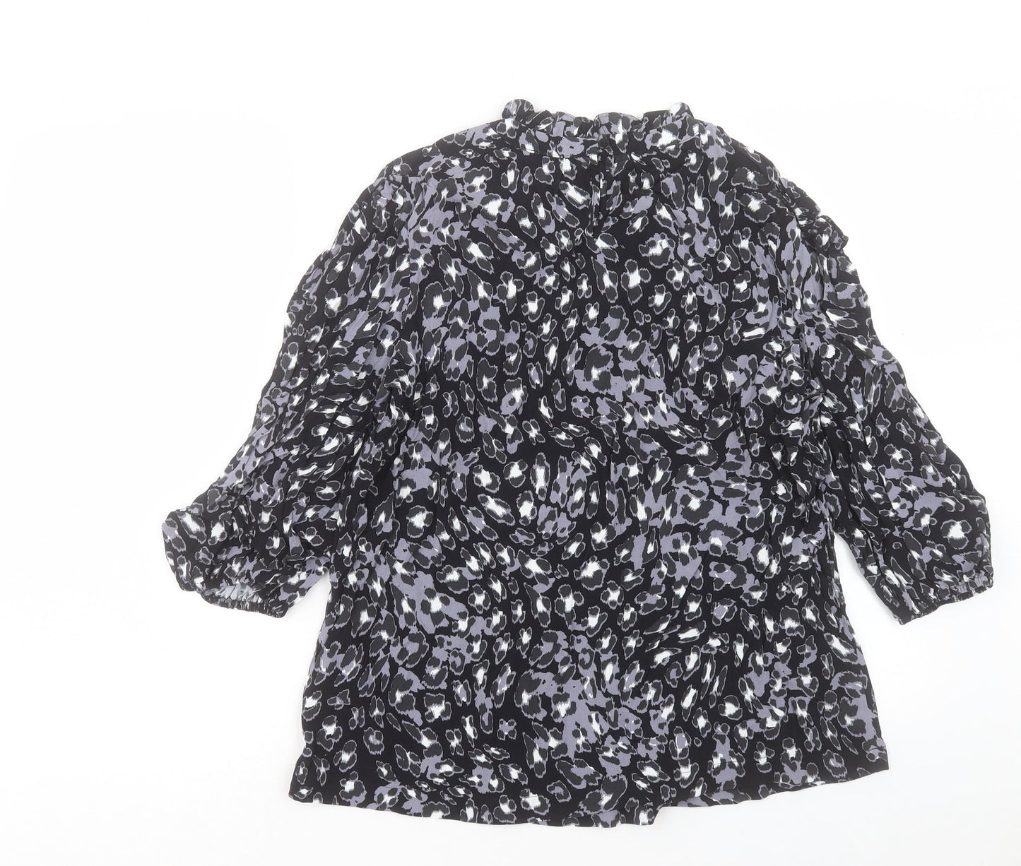 Marks and Spencer Womens Multicoloured Animal Print Viscose Basic Blouse Size 12 Round Neck - Leopard Print