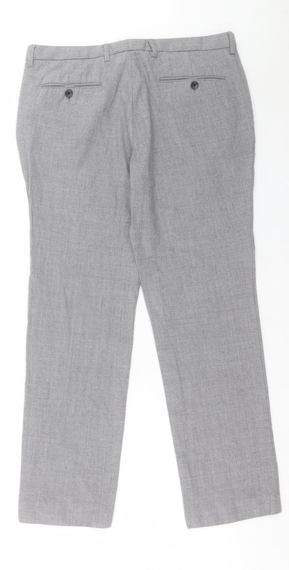 Preworn Womens Grey Polyester Trousers Size 32 in Regular Button