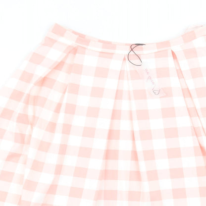 Papaya Womens Pink Check Polyester Skater Skirt Size 8 Zip