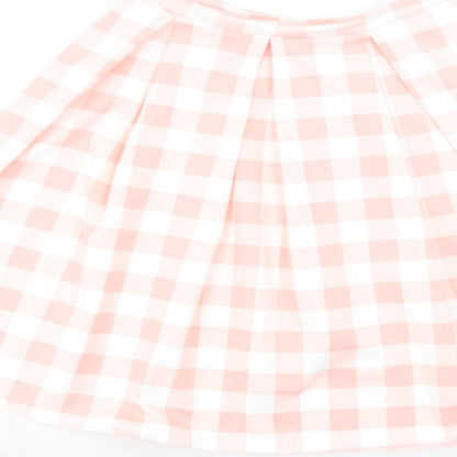 Papaya Womens Pink Check Polyester Skater Skirt Size 8 Zip
