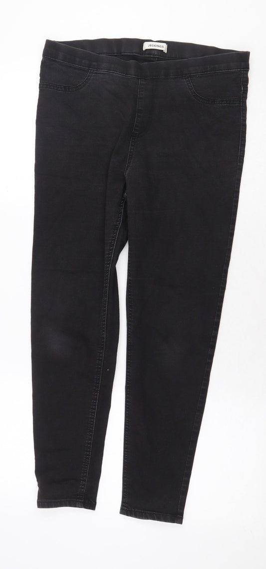 Preworn Womens Black Cotton Jegging Jeans Size 32 in Regular
