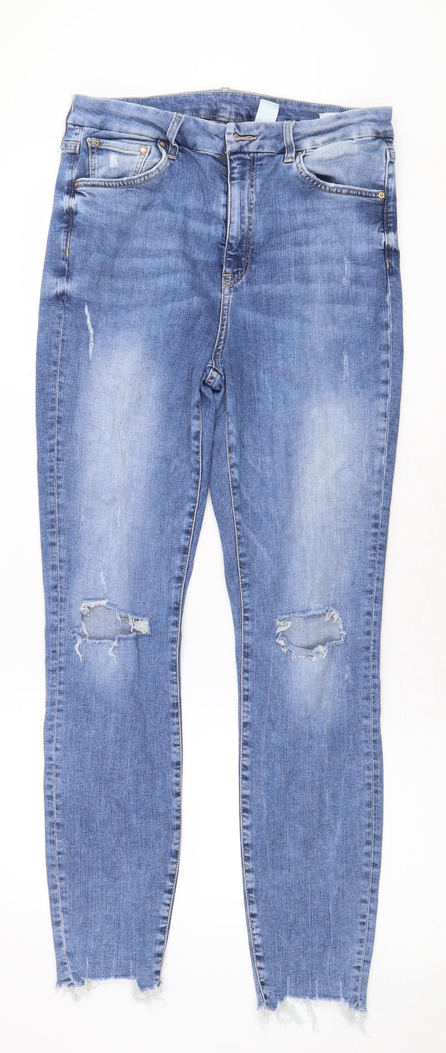 Preworn Mens Blue Cotton Skinny Jeans Size 30 in Regular Zip