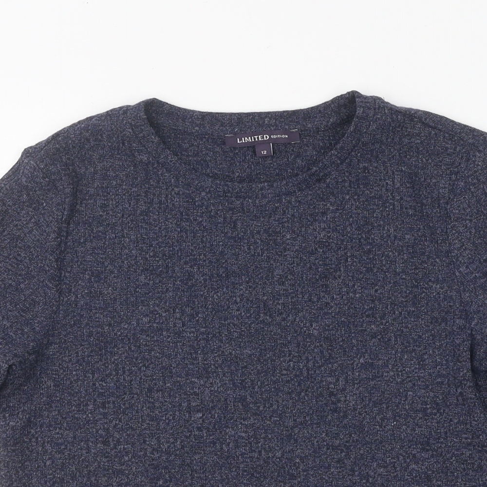 Limited Edition Womens Blue Viscose Basic T-Shirt Size 12 Round Neck