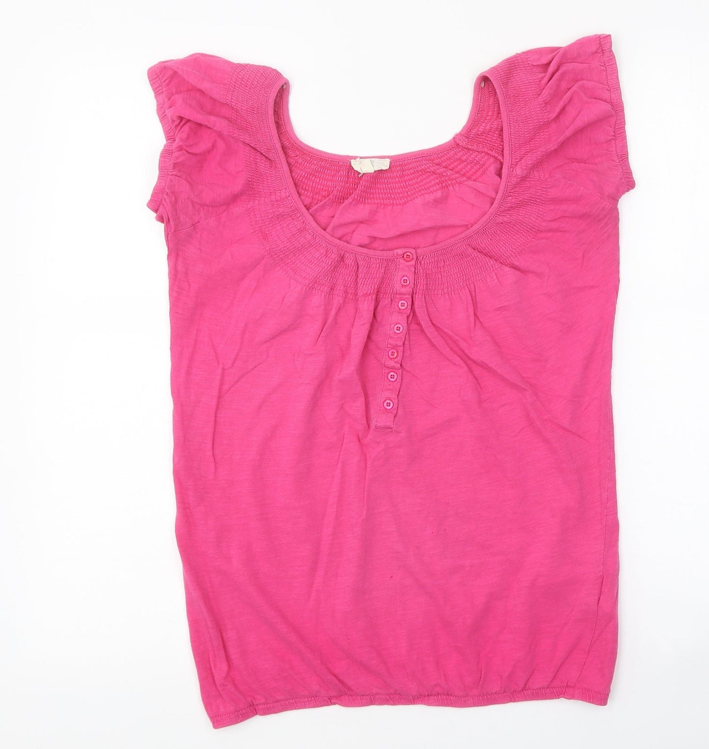 New Look Womens Pink Viscose Basic T-Shirt Size 6 Scoop Neck