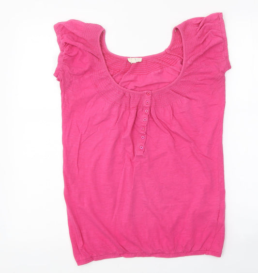 New Look Womens Pink Viscose Basic T-Shirt Size 6 Scoop Neck
