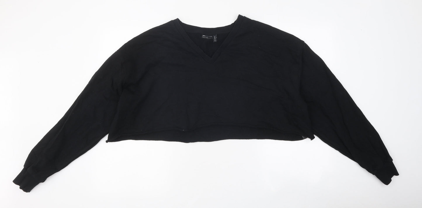 ASOS Womens Black 100% Cotton Pullover Sweatshirt Size 6 Pullover - Cropped
