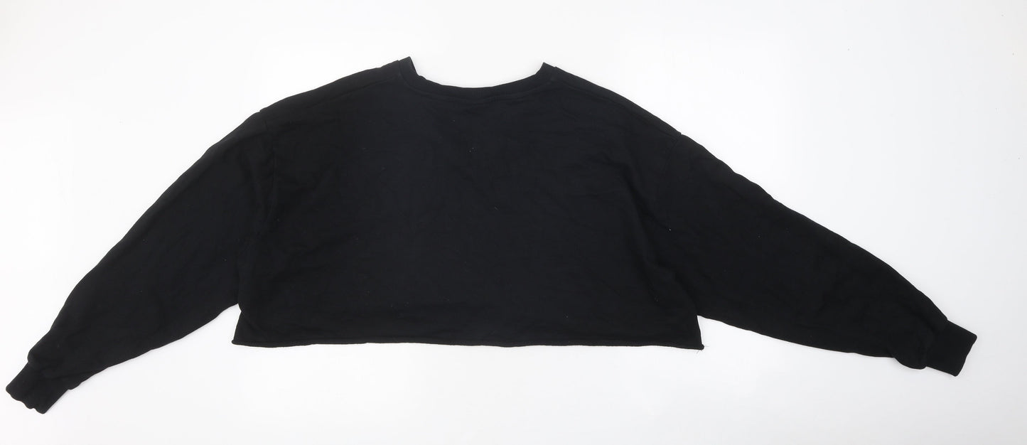 ASOS Womens Black 100% Cotton Pullover Sweatshirt Size 6 Pullover - Cropped