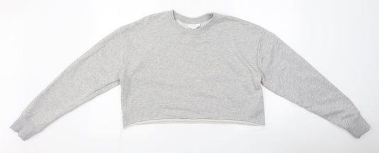 Topshop Womens Grey Polyester Pullover Sweatshirt Size 8 Pullover - Cropped