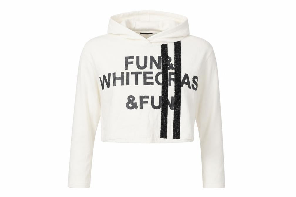Fun & Fun Womens Silver 100% Cotton Pullover Hoodie Size 12 Pullover - Cropped