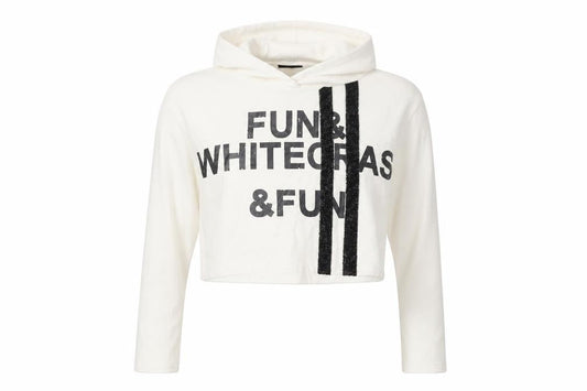 Fun & Fun Womens Silver 100% Cotton Pullover Hoodie Size 12 Pullover - Cropped