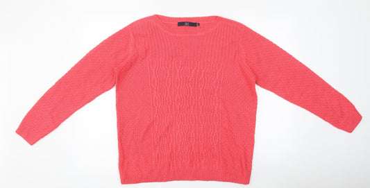Isle Womens Pink Round Neck Acrylic Pullover Jumper Size M