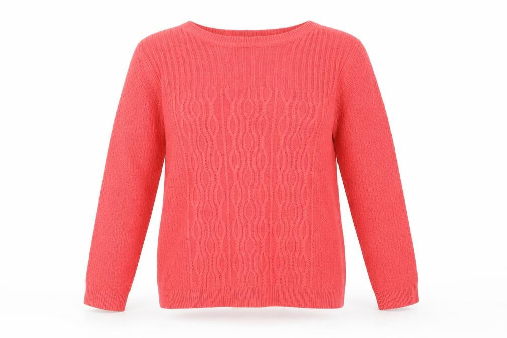 Isle Womens Pink Round Neck Acrylic Pullover Jumper Size M