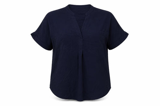 Marks and Spencer Womens Blue Polyester Basic Blouse Size 6 V-Neck