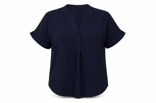 Marks and Spencer Womens Blue Polyester Basic Blouse Size 6 V-Neck