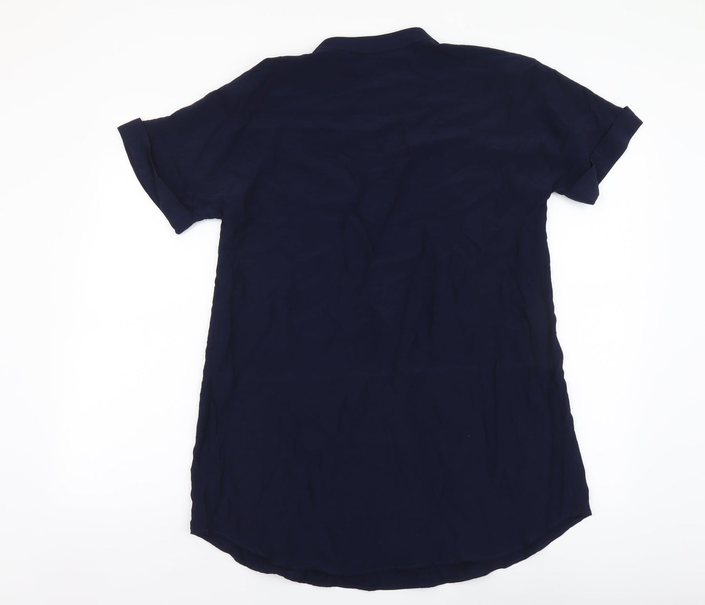 Marks and Spencer Womens Blue Polyester Basic Blouse Size 6 V-Neck
