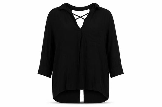 River Island Womens Black Polyester Basic Blouse Size 10 V-Neck