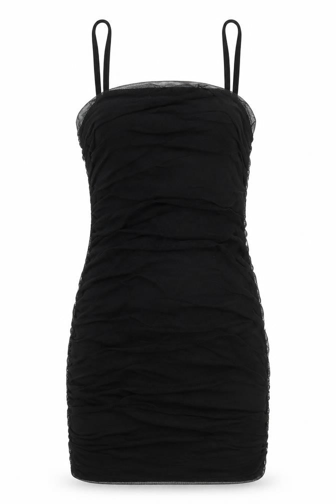 PRETTYLITTLETHING Womens Black Polyester Mini Size 10 Square Neck Pullover