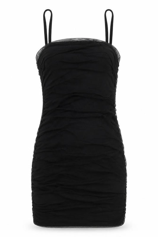 PRETTYLITTLETHING Womens Black Polyester Mini Size 10 Square Neck Pullover