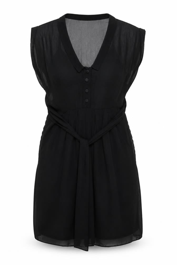 Atmosphere Womens Black Polyester A-Line Size 8 V-Neck Button