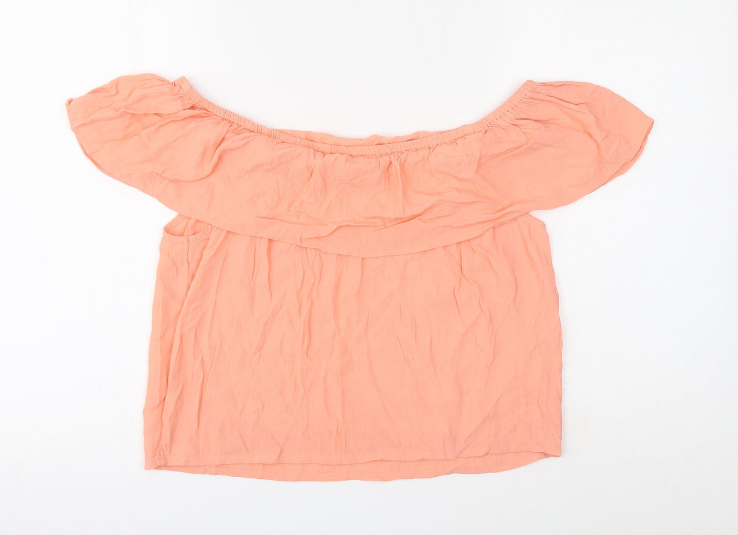 Miss Selfridge Womens Pink Viscose Cropped Blouse Size 10 Boat Neck