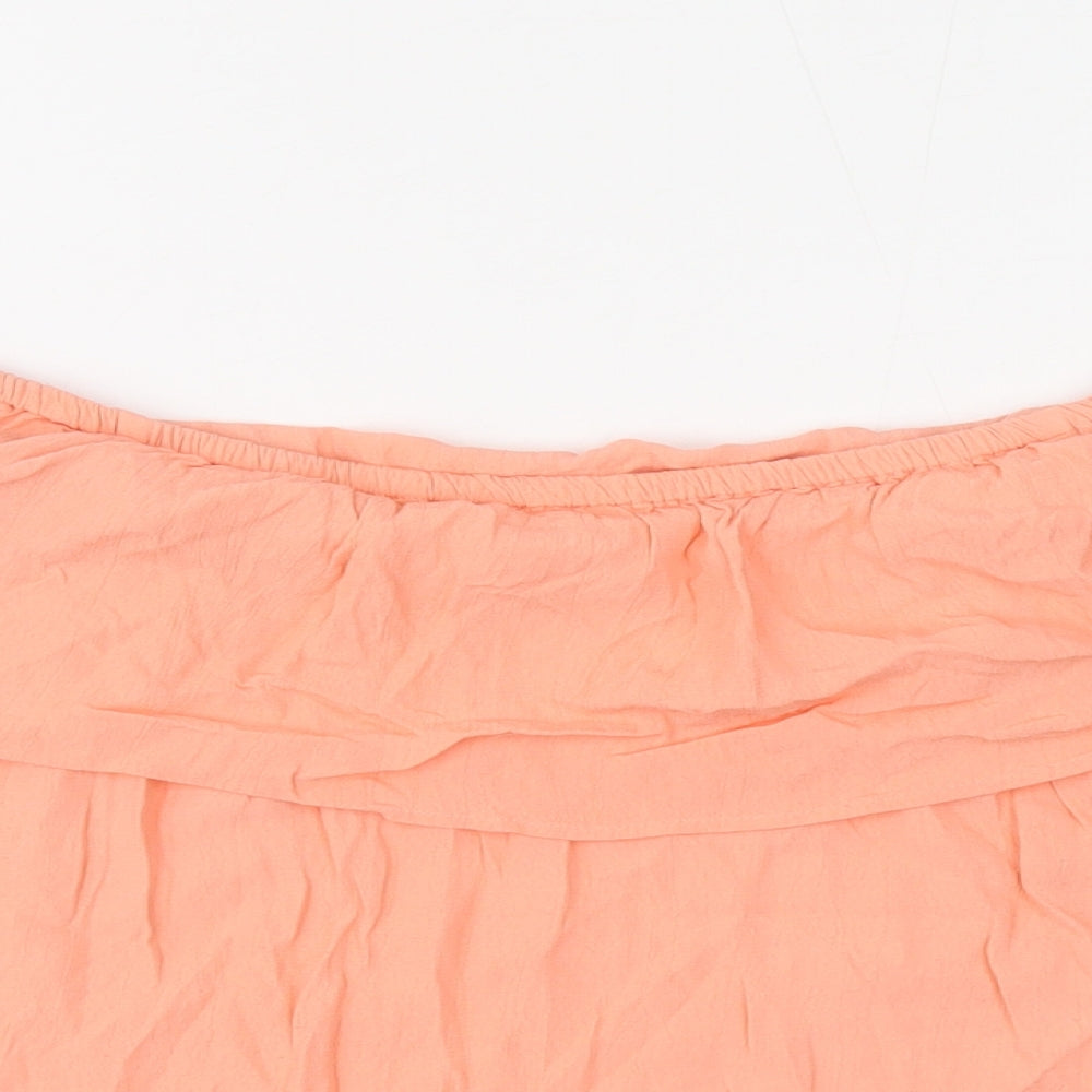 Miss Selfridge Womens Pink Viscose Cropped Blouse Size 10 Boat Neck