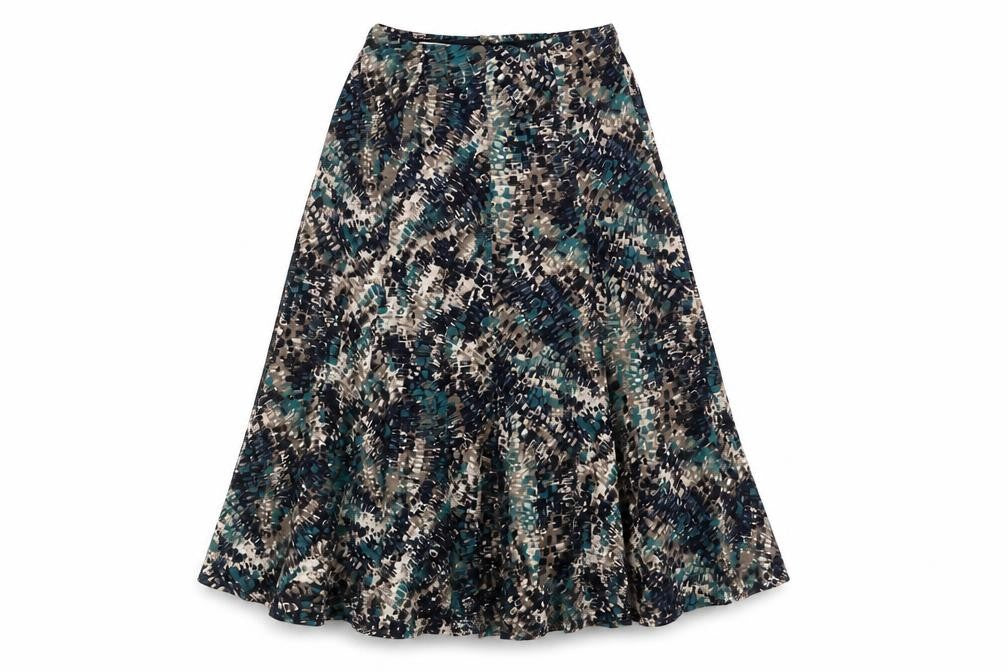 Country Casuals Womens Multicoloured Geometric Polyester A-Line Skirt Size S