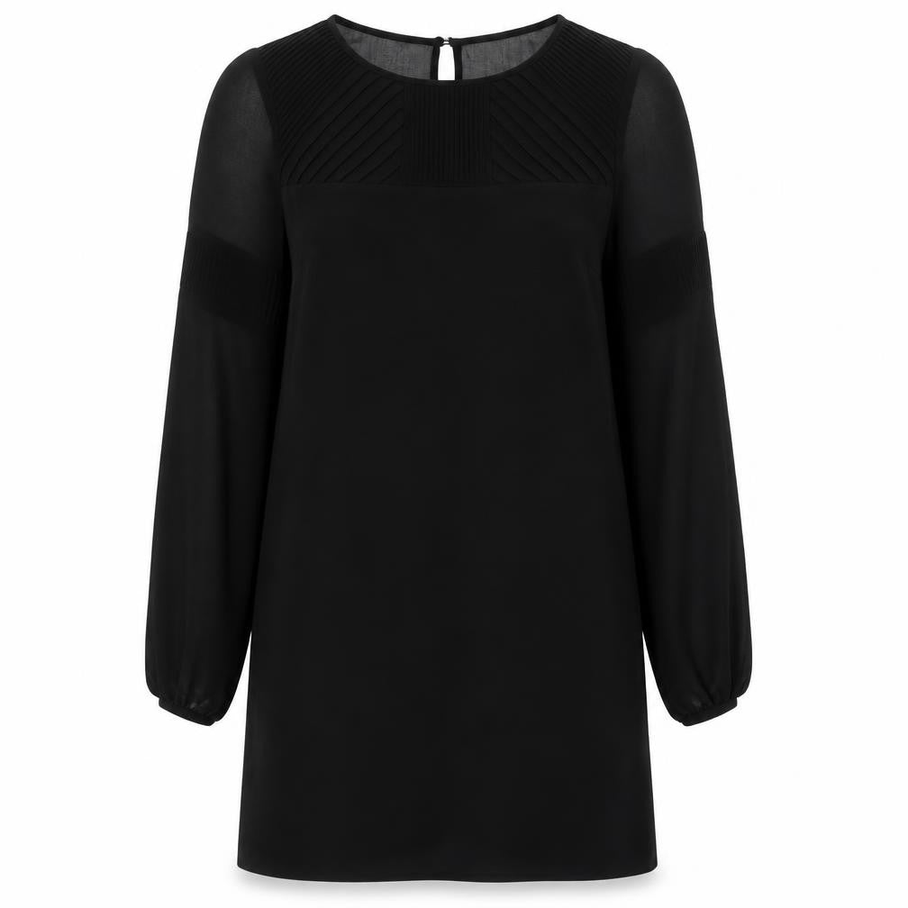 Warehouse Womens Black Polyester A-Line Size 10 Round Neck Button