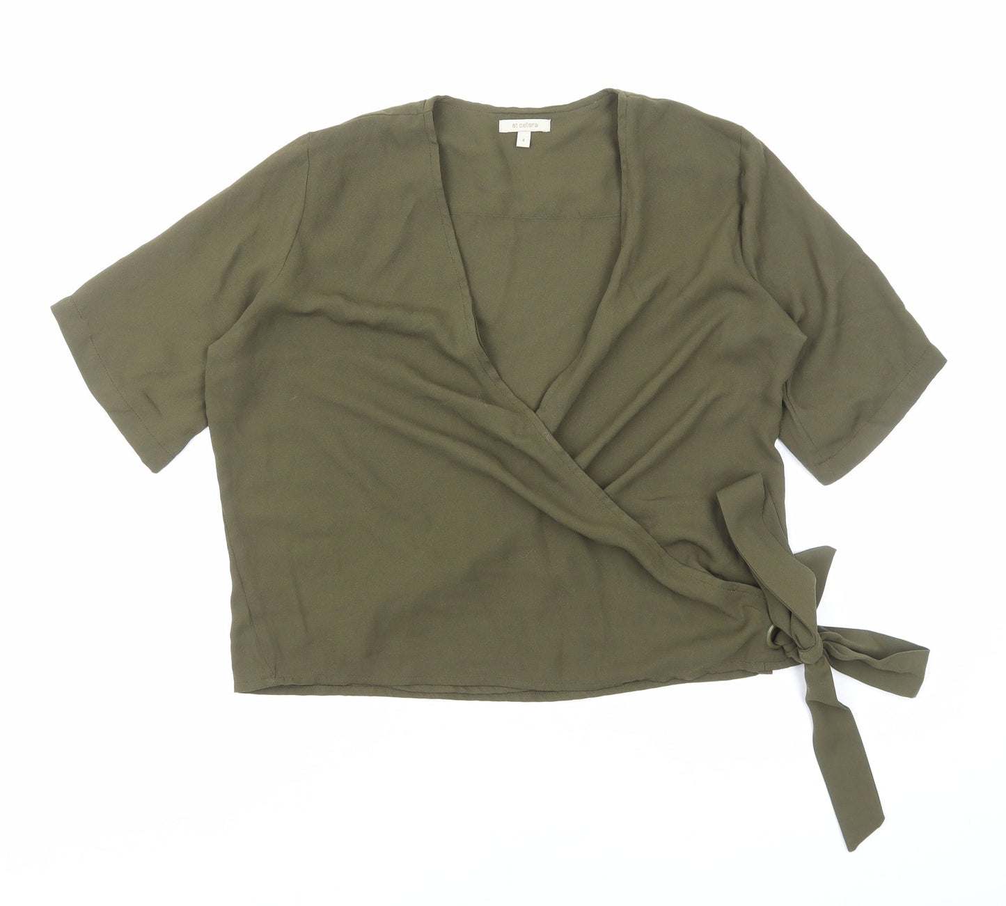 Etcetera Womens Green Polyester Wrap Blouse Size 4 V-Neck