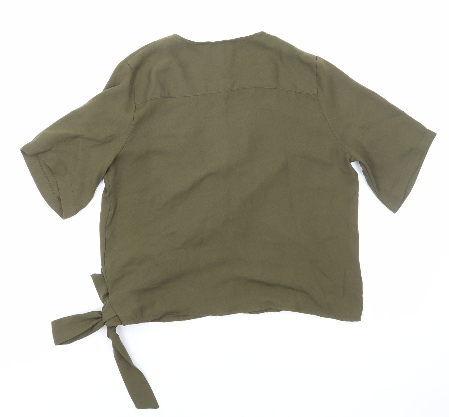 Etcetera Womens Green Polyester Wrap Blouse Size 4 V-Neck