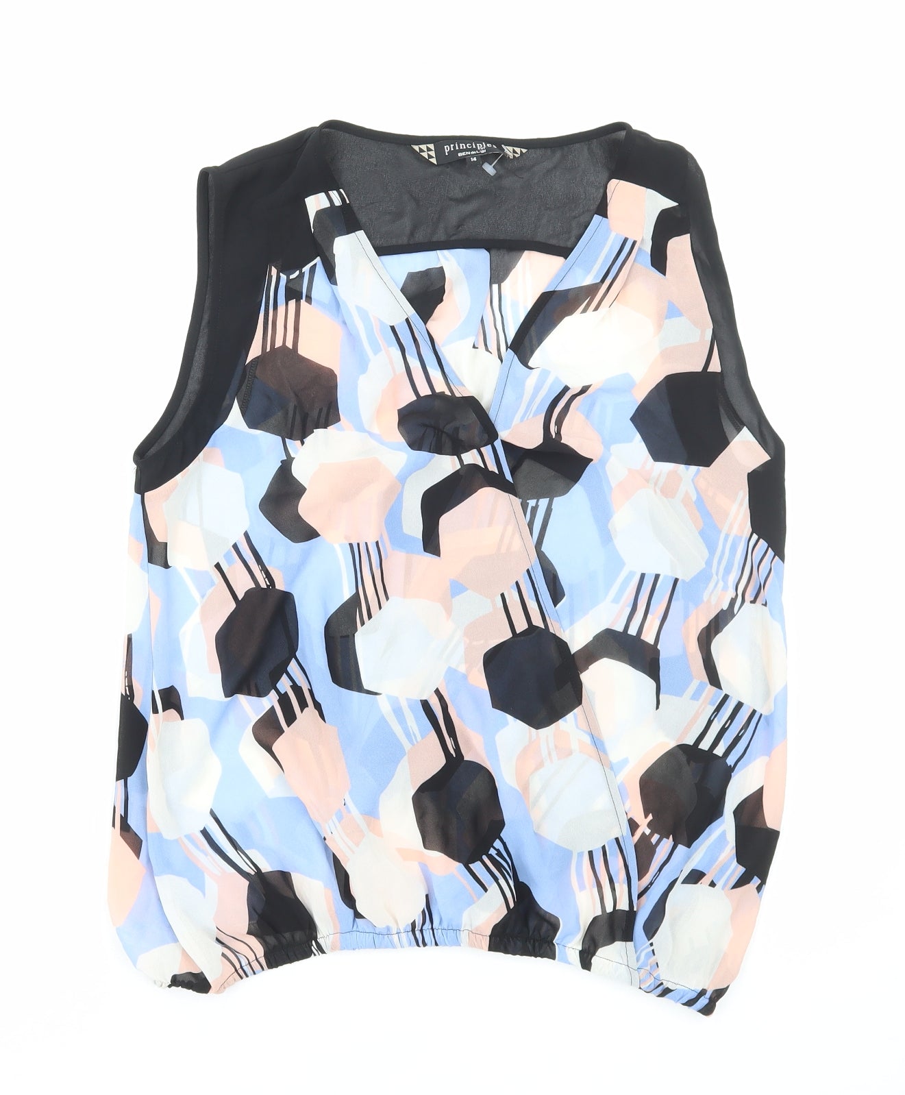 Principles Womens Multicoloured Geometric Polyester Basic Tank Size 14 V-Neck