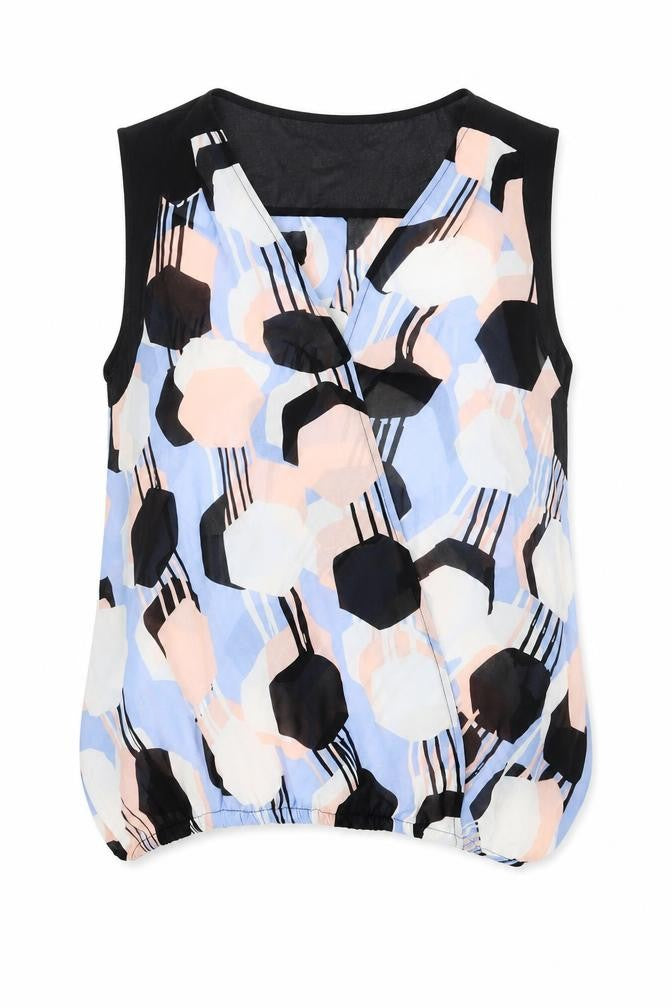 Principles Womens Multicoloured Geometric Polyester Basic Tank Size 14 V-Neck