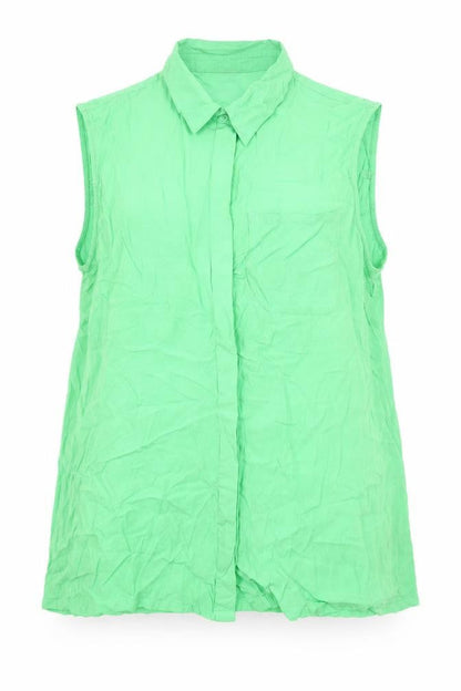 Peacocks Womens Green Viscose Basic Button-Up Size 14 Collared