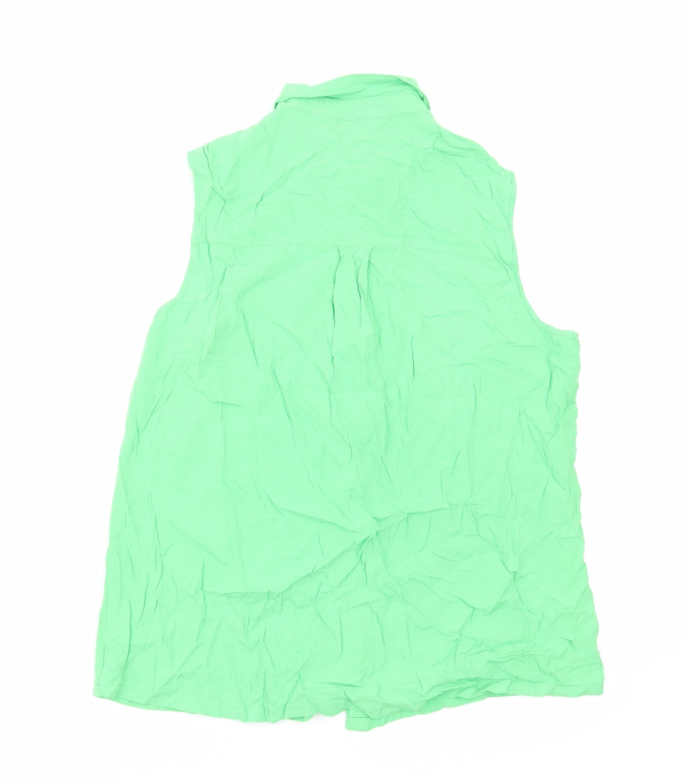 Peacocks Womens Green Viscose Basic Button-Up Size 14 Collared
