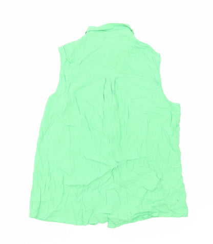 Peacocks Womens Green Viscose Basic Button-Up Size 14 Collared