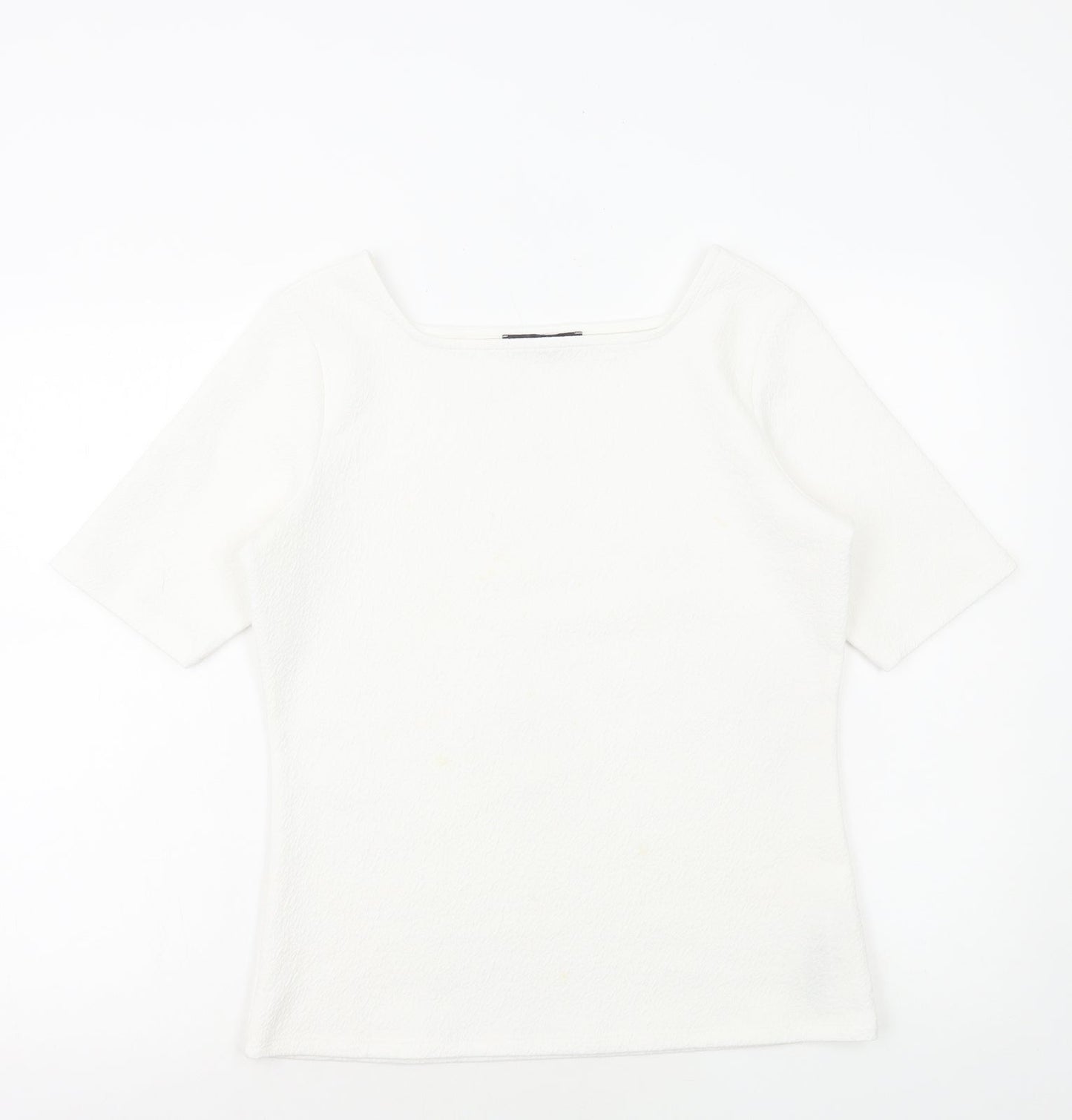 Marks and Spencer Womens White Polyester Basic Blouse Size 12 Square Neck