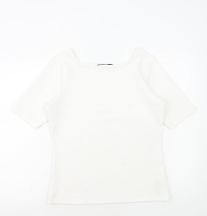 Marks & Spencer Womens White Polyester Basic Blouse Size 12 Square Neck