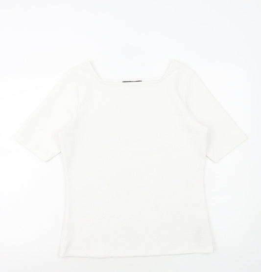 Marks and Spencer Womens White Polyester Basic Blouse Size 12 Square Neck