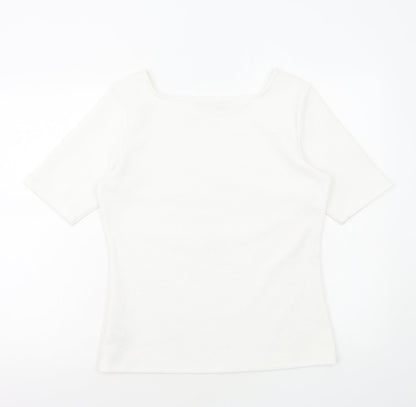 Marks & Spencer Womens White Polyester Basic Blouse Size 12 Square Neck