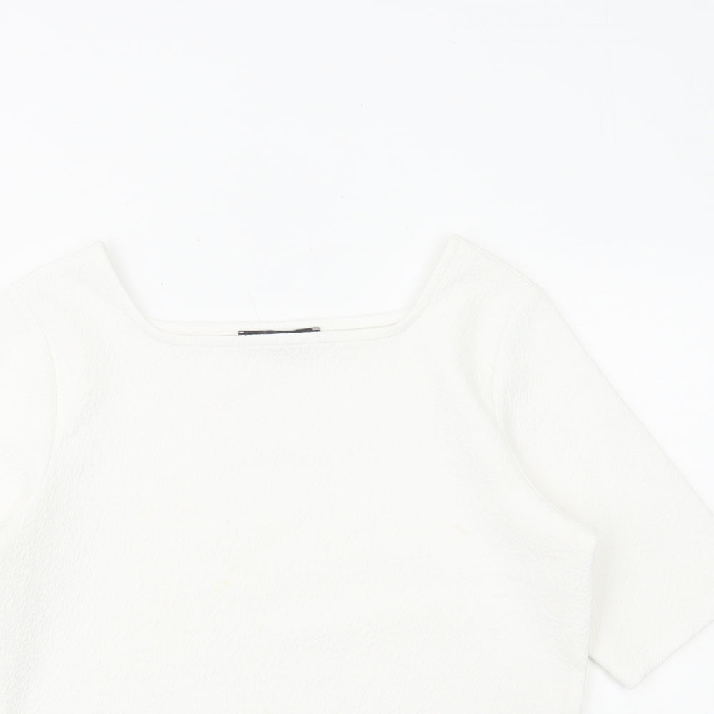 Marks and Spencer Womens White Polyester Basic Blouse Size 12 Square Neck