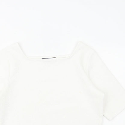 Marks & Spencer Womens White Polyester Basic Blouse Size 12 Square Neck