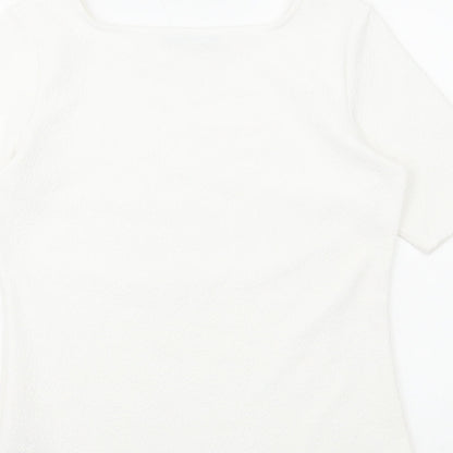 Marks & Spencer Womens White Polyester Basic Blouse Size 12 Square Neck