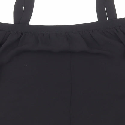 Miss Selfridge Womens Black Polyester Cropped Blouse Size 8 Off the Shoulder