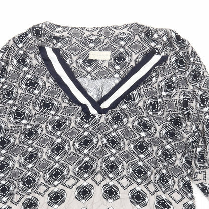 Milano Womens Multicoloured Geometric Viscose Basic Blouse Size 10 V-Neck