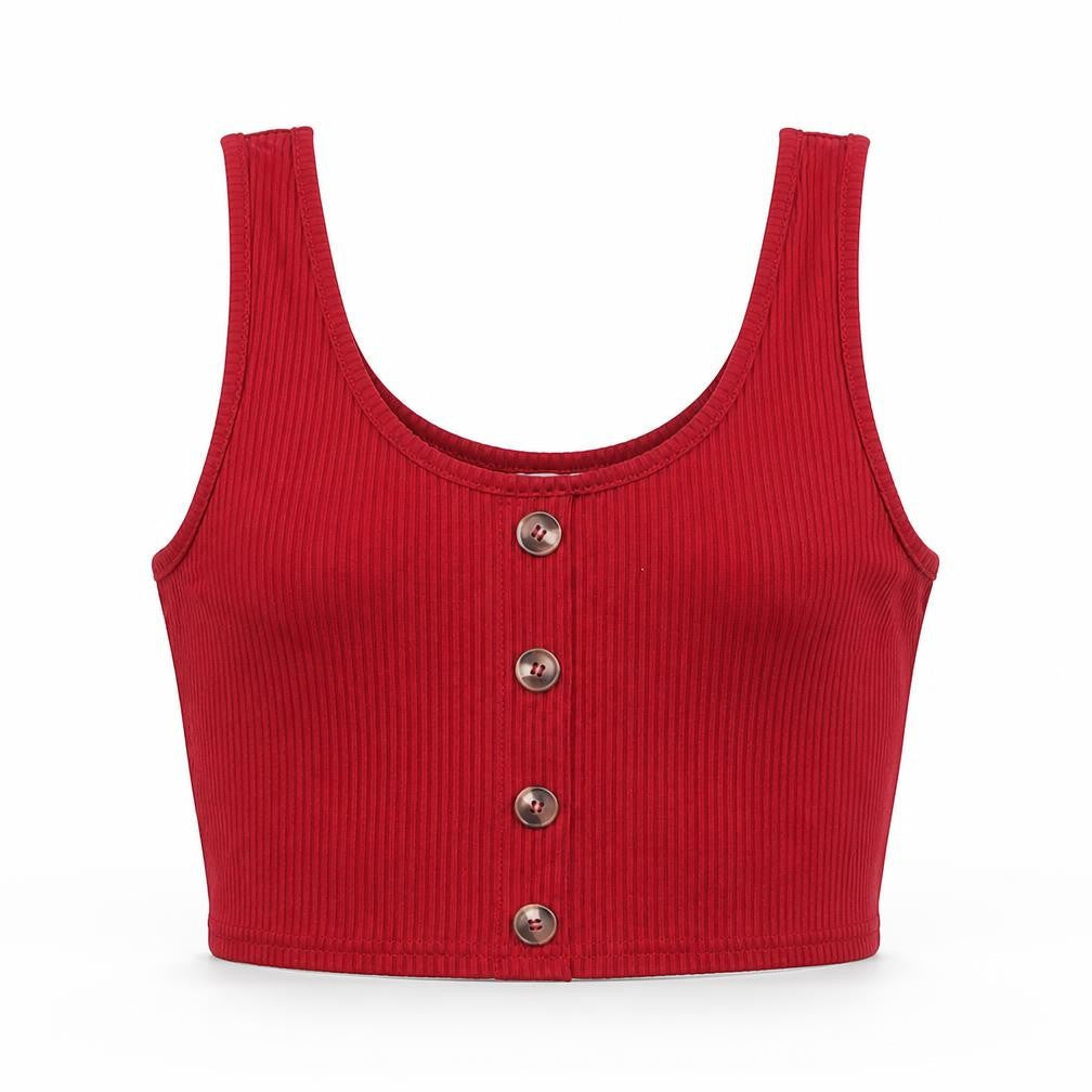 ROMWE Womens Red Polyester Cropped Tank Size M Round Neck